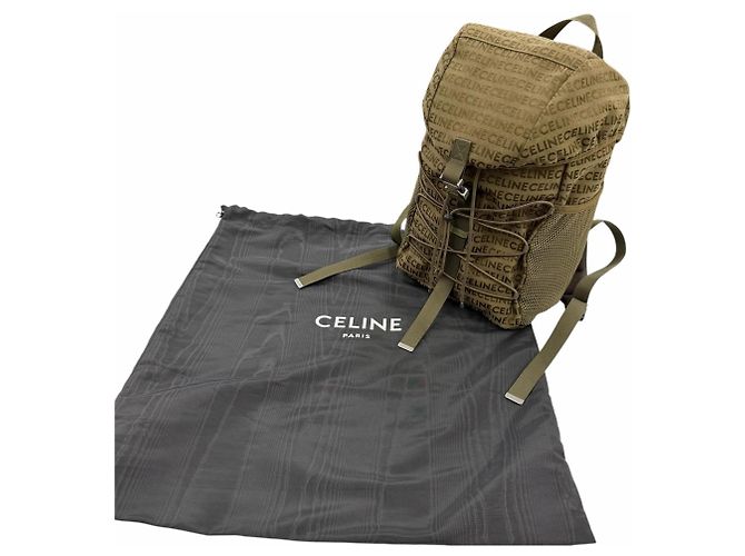 Céline Celine Khaki Canvas and Leather Backpack - view 2