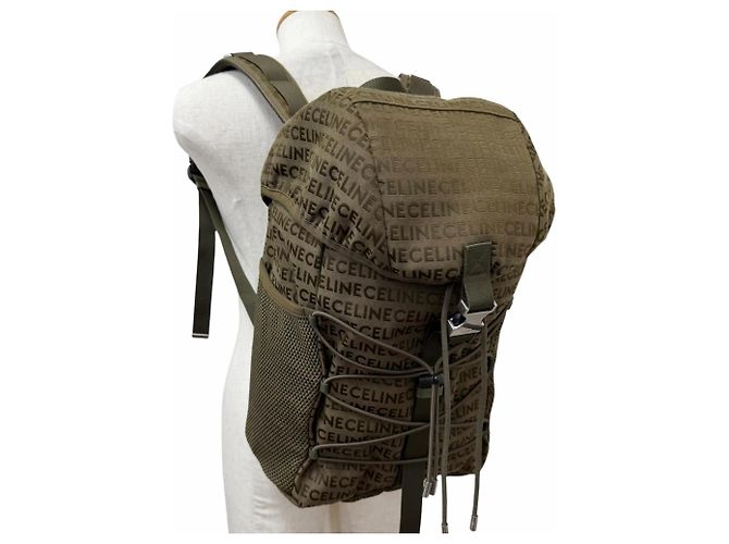 Céline Celine Khaki Canvas and Leather Backpack - view 3