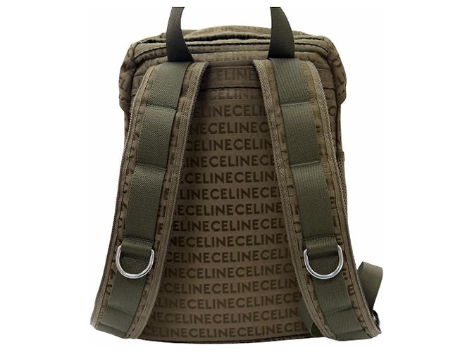 Céline Celine Khaki Canvas and Leather Backpack - view 4