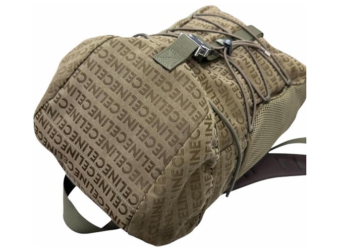 Céline Celine Khaki Canvas and Leather Backpack - view 5