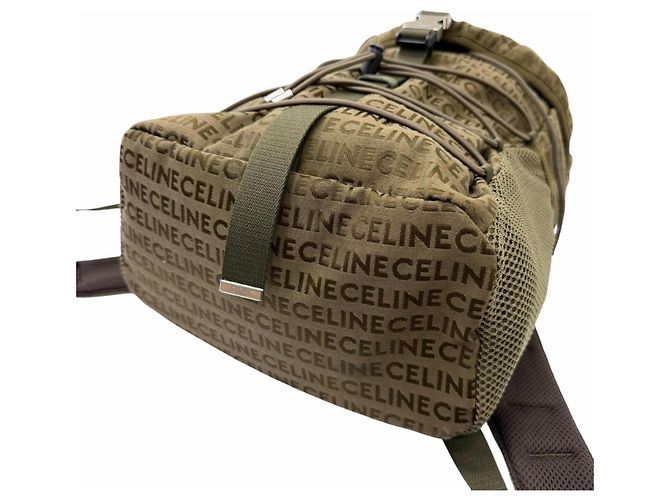 Céline Celine Khaki Canvas and Leather Backpack - view 6