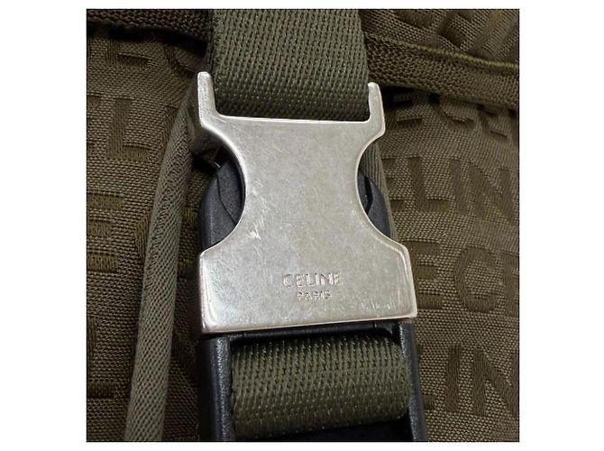 Céline Celine Khaki Canvas and Leather Backpack - view 9