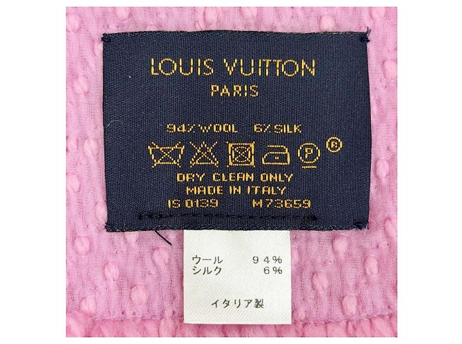 Stola con frange in lana e seta con monogramma rosa Louis Vuitton - vista 7
