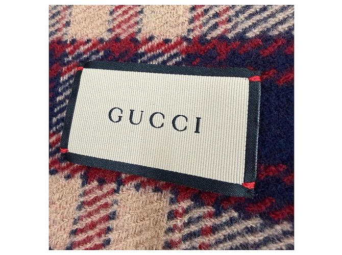 Gucci 649687 Wool Reversible Blanket Red Navy blue - view 5