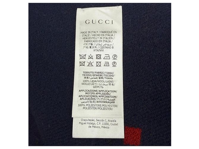 Gucci 649687 Wool Reversible Blanket Red Navy blue - view 6