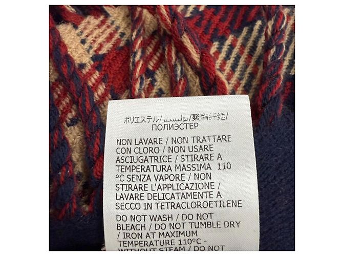 Gucci 649687 Wool Reversible Blanket Red Navy blue - view 7