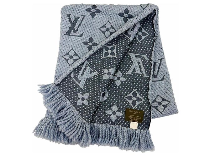 Stola in lana e seta Logomania Louis Vuitton Blu - vista 2