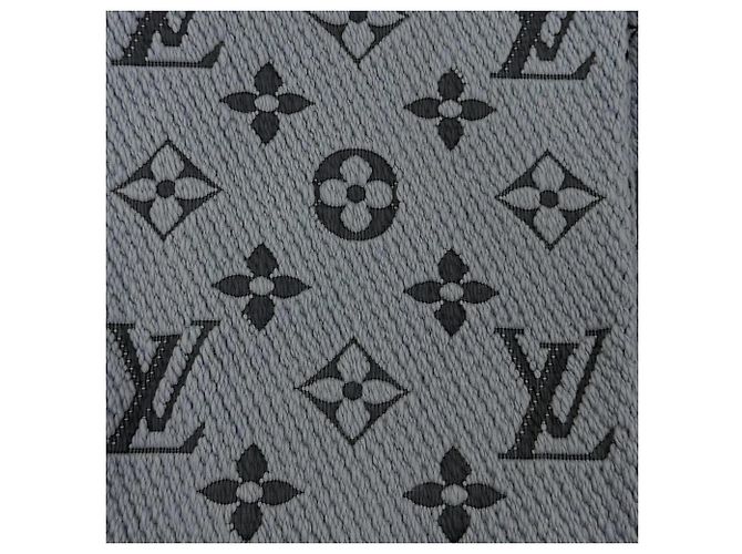 Stola in lana e seta Logomania Louis Vuitton Blu - vista 4