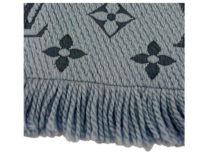 Stola in lana e seta Logomania Louis Vuitton Blu - vista 5