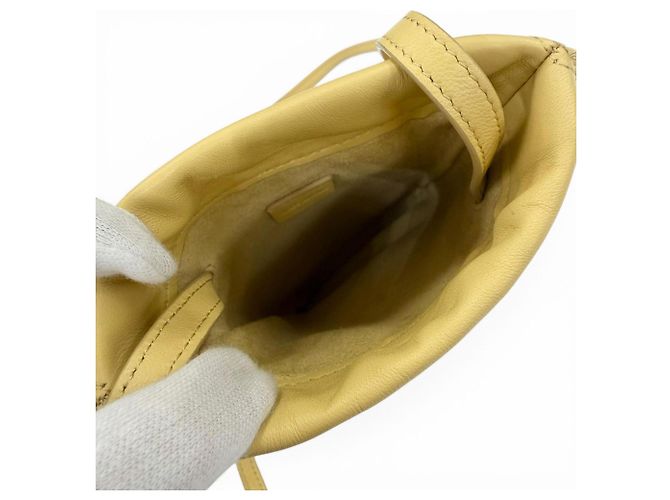 Céline Borsa a tracolla Celine Cuile Triomphe Drawstring in pelle per cellulare Beige - vista 6