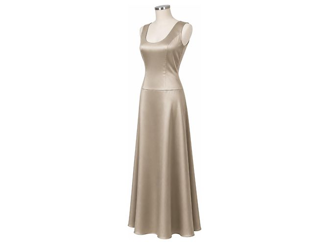 Vera Wang Couture Satin Abendkleid Blassgold Golden - Ansicht 3