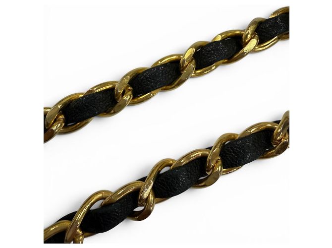 Timeless CHANEL Vintage C107 Coco Mark Chain Leather Ribbon Belt Gürtel Schwarz - Ansicht 7
