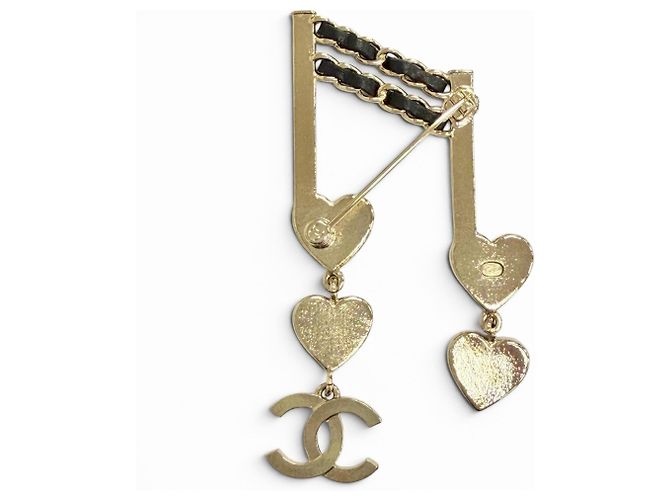 Spilla Chanel Coco Mark Heart Musical Note Multicolore D'oro - vista 3