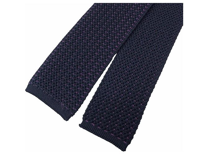 Gravata de seda Hermès padrão colmeia Roxo Azul marinho - vista 3