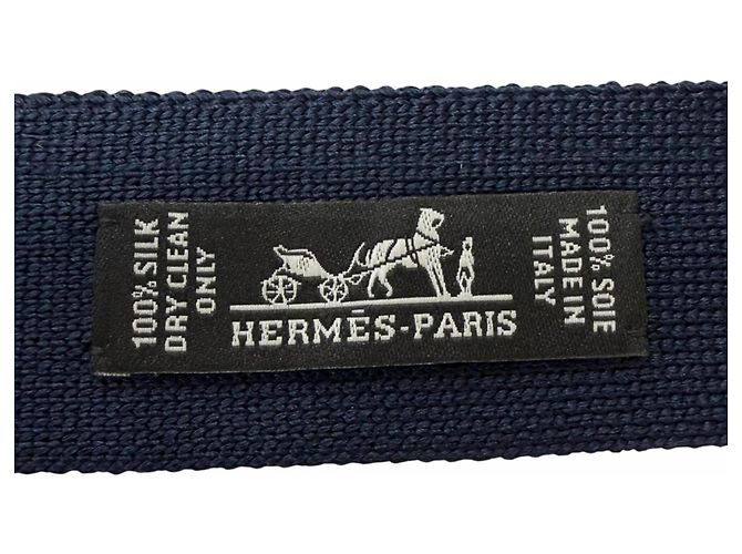 Gravata de seda Hermès padrão colmeia Roxo Azul marinho - vista 5