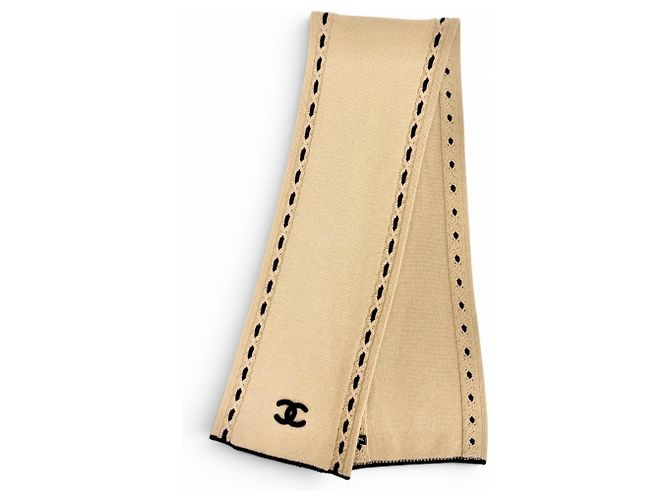 Stola in cashmere Chanel beige e nero - vista 2