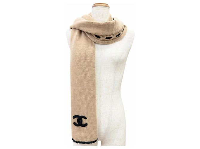 Stola in cashmere Chanel beige e nero - vista 3