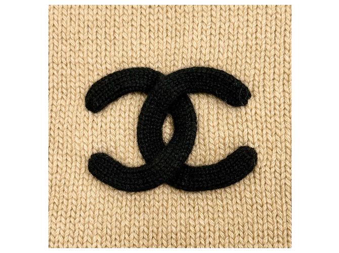 Stola in cashmere Chanel beige e nero - vista 6