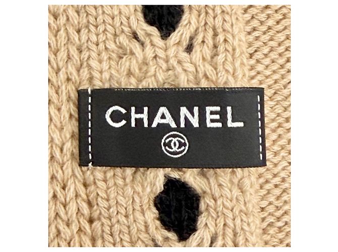 Stola in cashmere Chanel beige e nero - vista 7