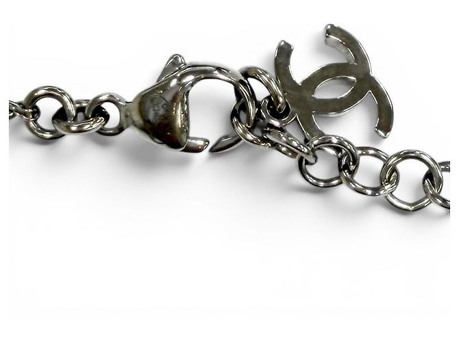 Collana in pizzo Chanel C24K Coco Mark Heart Nero Argento - vista 6