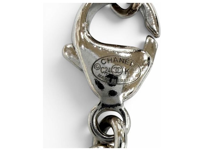 Collana in pizzo Chanel C24K Coco Mark Heart Nero Argento - vista 7