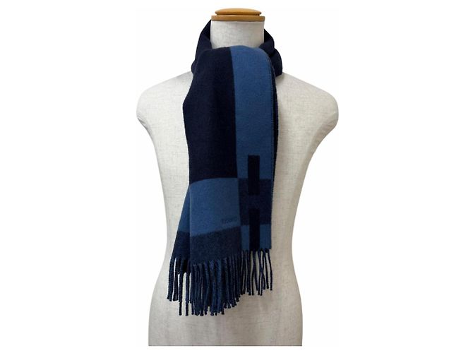 Hermès Sciarpa in cashmere Hermes blu navy - vista 2