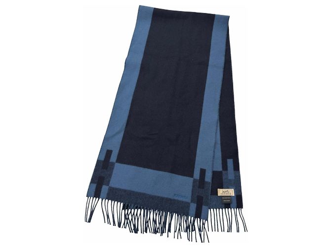 Hermès Sciarpa in cashmere Hermes blu navy - vista 3