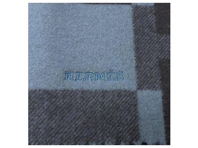 Hermès Sciarpa in cashmere Hermes blu navy - vista 4