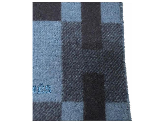 Hermès Sciarpa in cashmere Hermes blu navy - vista 6