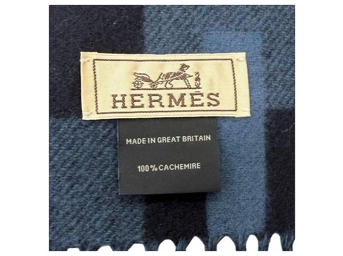 Hermès Sciarpa in cashmere Hermes blu navy - vista 8
