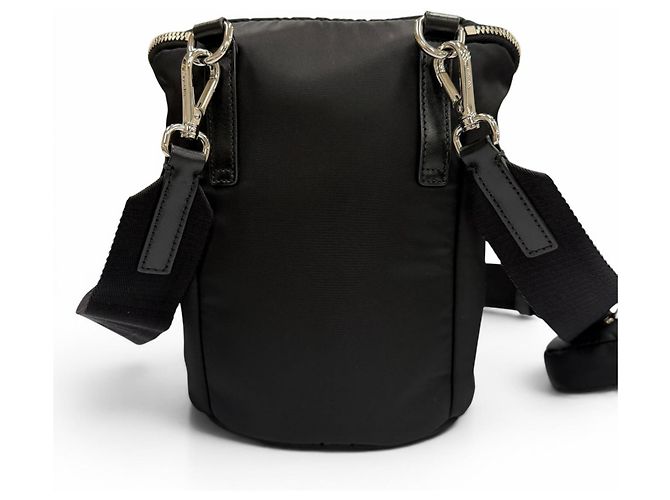 Borsa a Spalla Prada Nylon Pelle Re-Nylon Placca Logo Triangolo Nero - vista 4