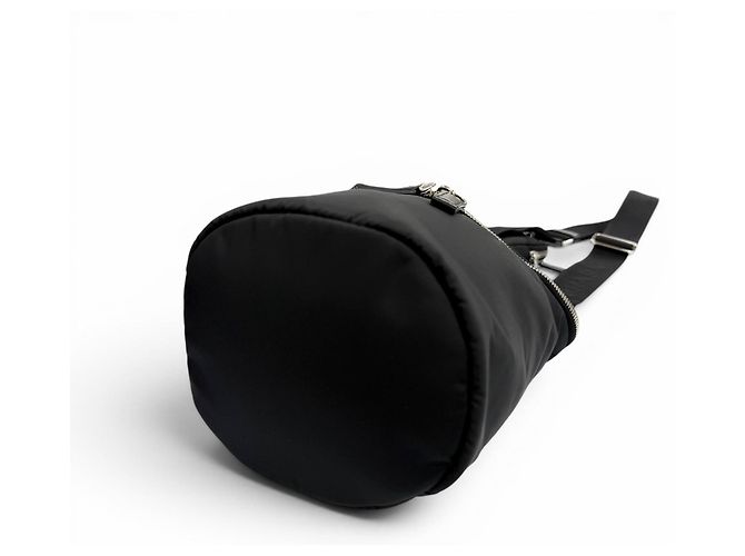 Borsa a Spalla Prada Nylon Pelle Re-Nylon Placca Logo Triangolo Nero - vista 5