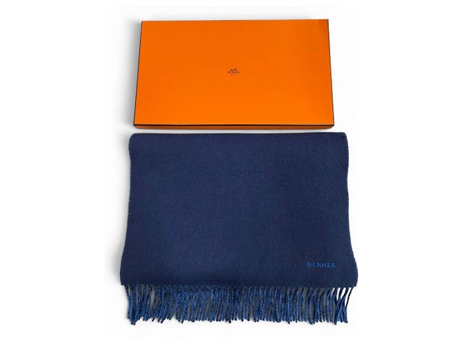 Stola in cashmere Hermès Recto Verso Blu Blu navy - vista 2