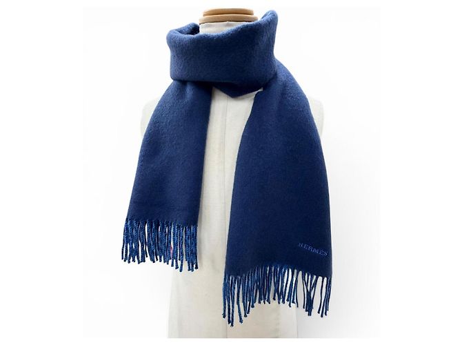 Stola in cashmere Hermès Recto Verso Blu Blu navy - vista 3
