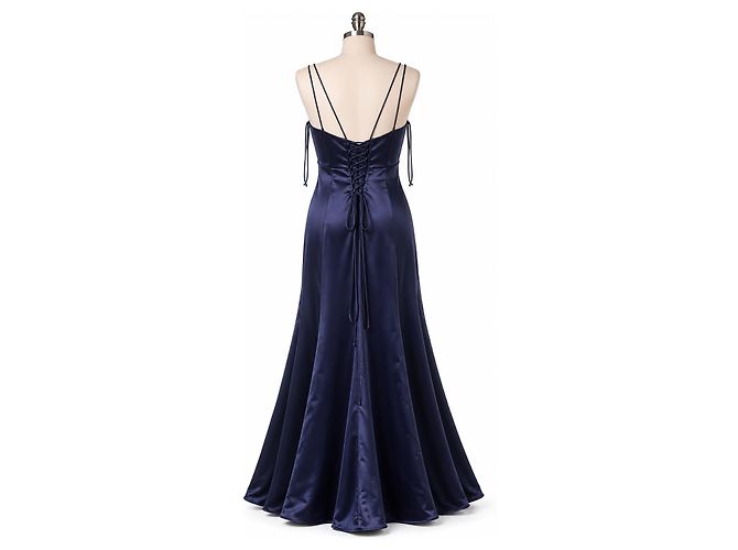 Vera Wang Abito da sera in raso blu navy con allacciatura Blu scuro - vista 3