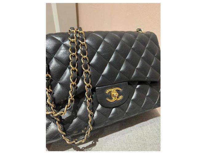 Timeless Borsa Chanel Classic Double Flap Jumbo in pelle nera Nero - vista 4
