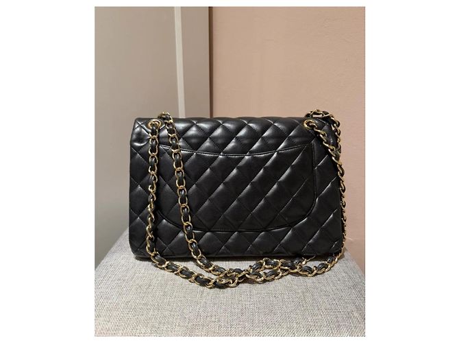 Timeless Borsa Chanel Classic Double Flap Jumbo in pelle nera Nero - vista 7