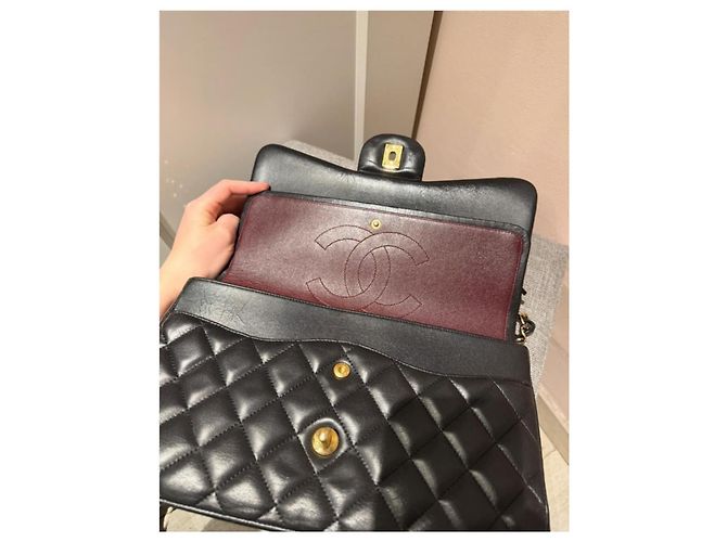 Timeless Borsa Chanel Classic Double Flap Jumbo in pelle nera Nero - vista 8
