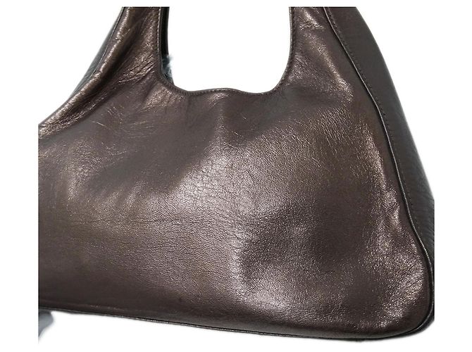 Borsa a tracolla in pelle viola metallizzato Prada Viola scuro - vista 9