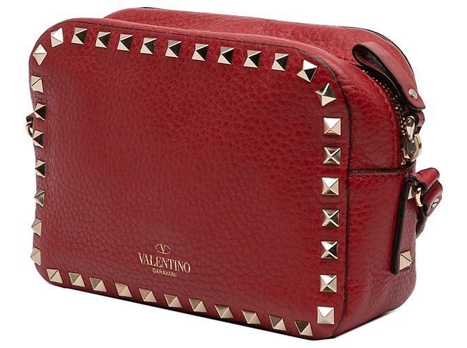 Borsa a tracolla Valentino in pelle di vitello granulata Rockstud rossa Rosso - vista 2