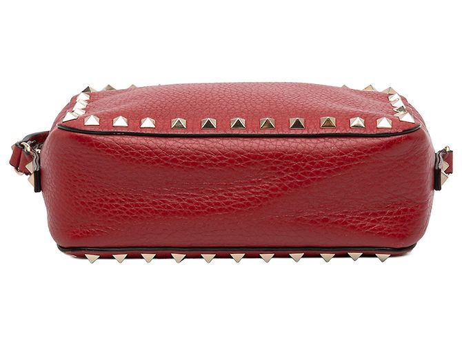 Borsa a tracolla Valentino in pelle di vitello granulata Rockstud rossa Rosso - vista 3