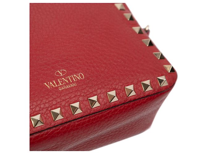 Borsa a tracolla Valentino in pelle di vitello granulata Rockstud rossa Rosso - vista 7