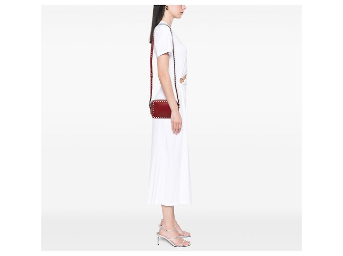 Borsa a tracolla Valentino in pelle di vitello granulata Rockstud rossa Rosso - vista 8