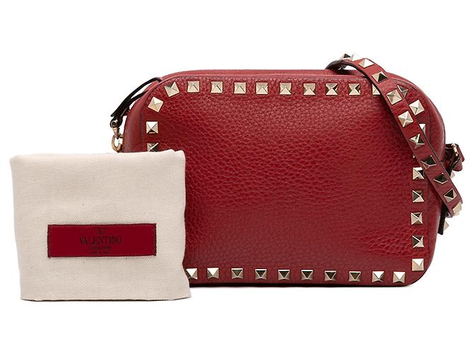 Borsa a tracolla Valentino in pelle di vitello granulata Rockstud rossa Rosso - vista 9