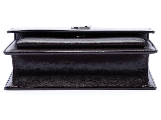 Saint Laurent Borsa a tracolla Sunset in pelle di vitello monogrammata marrone Small Marrone scuro - vista 3