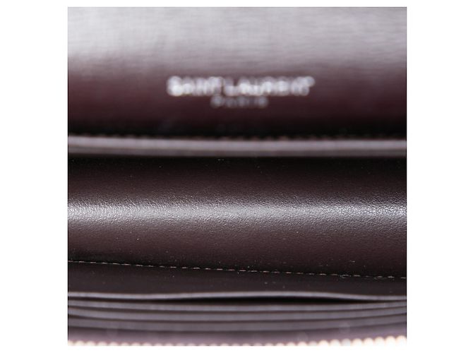 Saint Laurent Borsa a tracolla Sunset in pelle di vitello monogrammata marrone Small Marrone scuro - vista 4