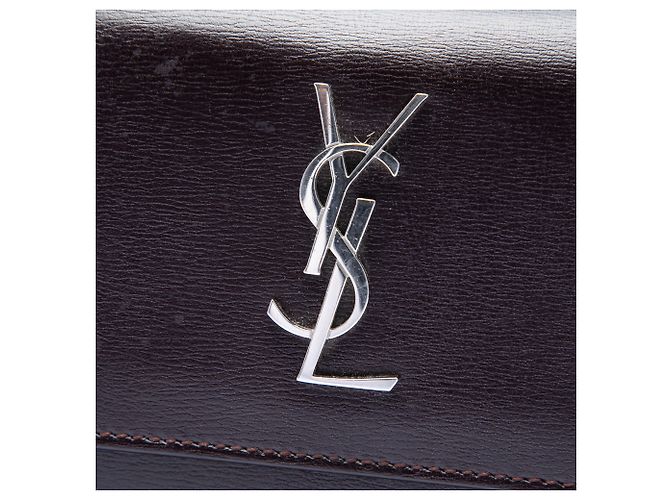Saint Laurent Borsa a tracolla Sunset in pelle di vitello monogrammata marrone Small Marrone scuro - vista 5
