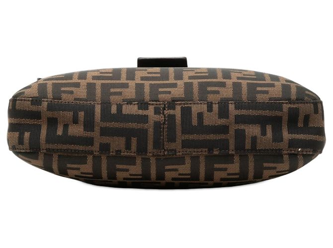 Borsa a tracolla Fendi in tela Zucca marrone - vista 3