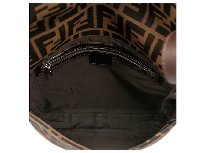 Borsa a tracolla Fendi in tela Zucca marrone - vista 4