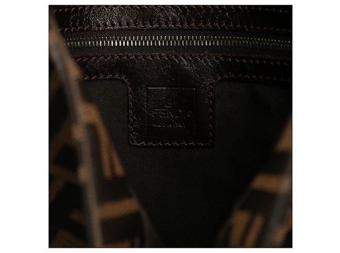 Borsa a tracolla Fendi in tela Zucca marrone - vista 5